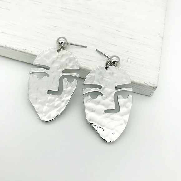 Anthropologie Jewelry - NEW  Chic Silver Plate Face Earrings
